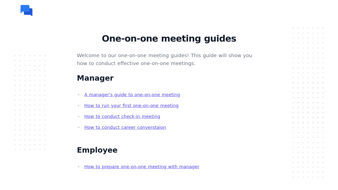 One One Meeting Landing page