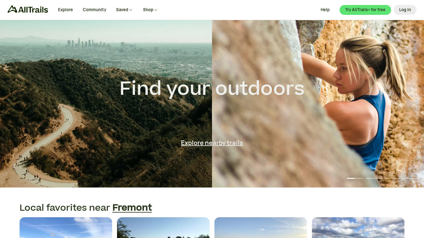 EveryTrail Landing page