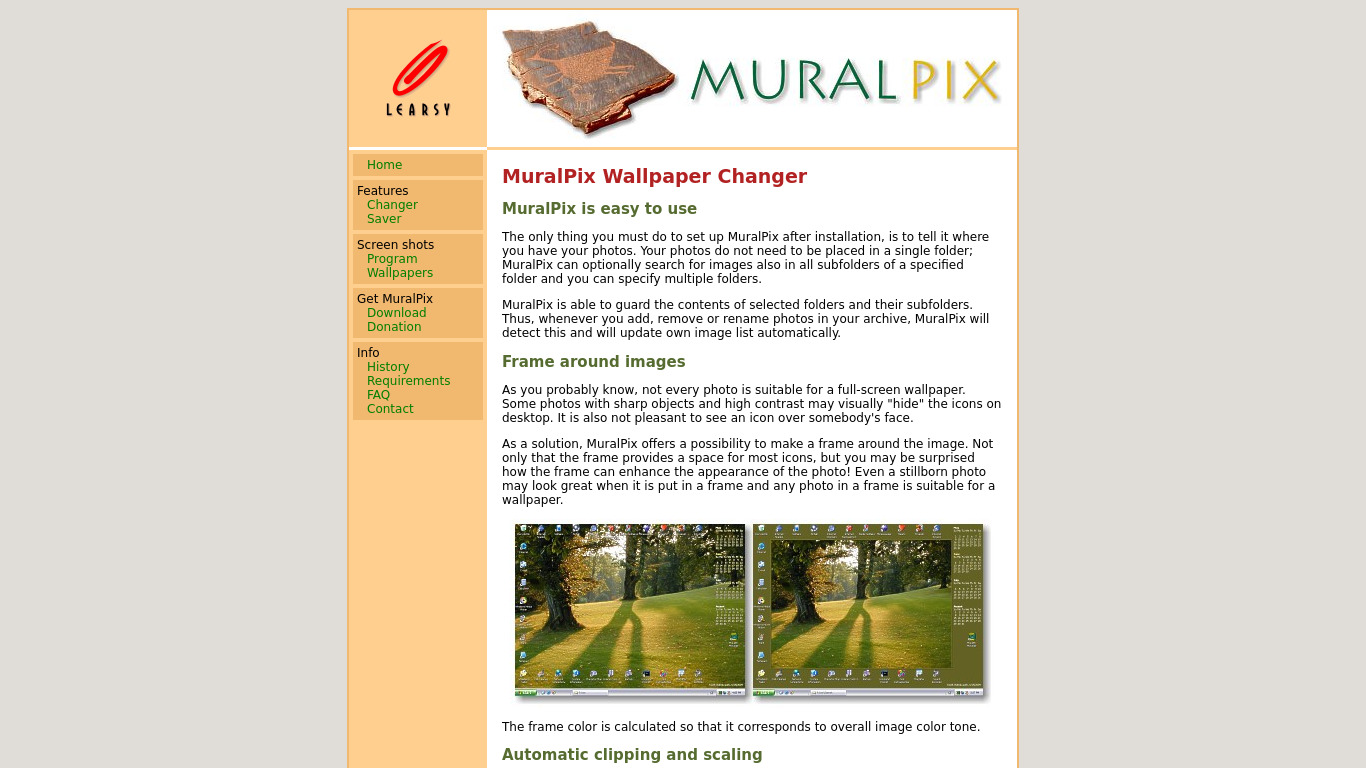MuralPix Wallpaper Changer Landing page