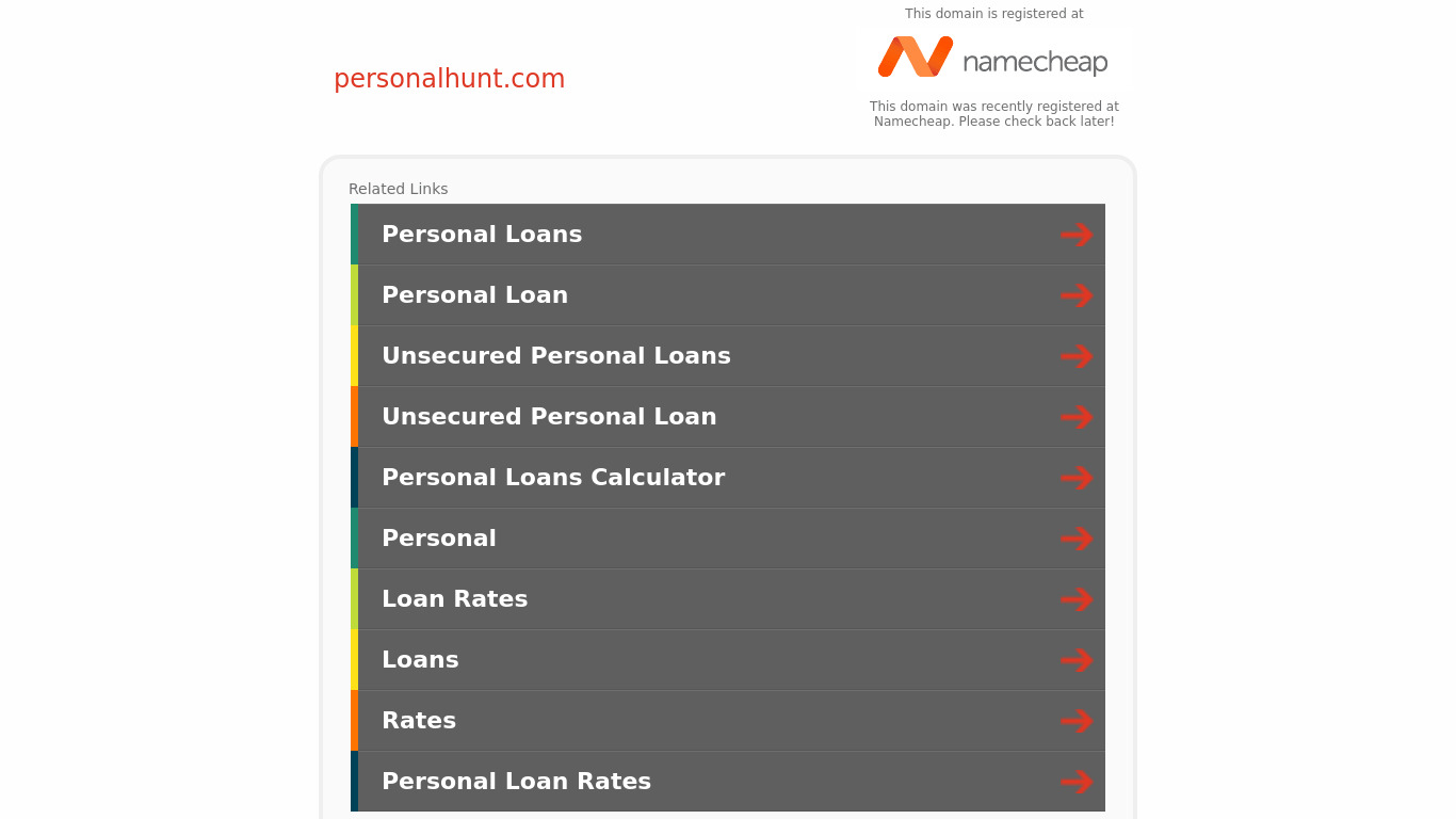 Personal Hunt Landing page