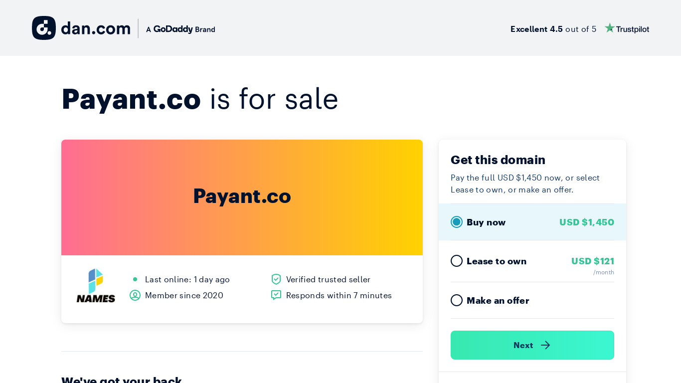 Payant for Messenger Landing page