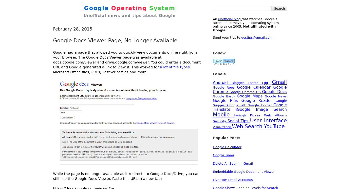 Google Docs Viewer Landing page
