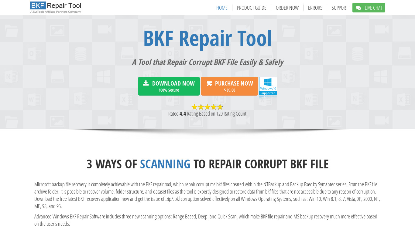 BKF Repair Tool Landing page