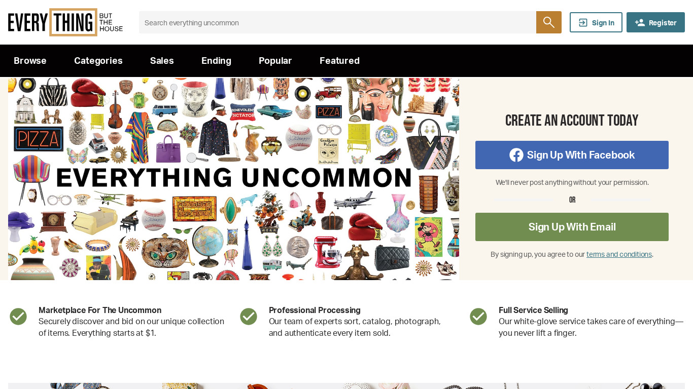 Everything But The House (EBTH) Landing page
