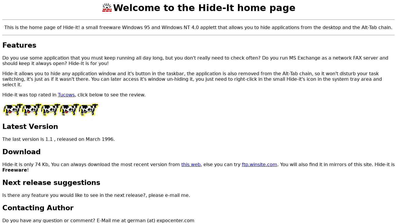 Hide-It Landing page