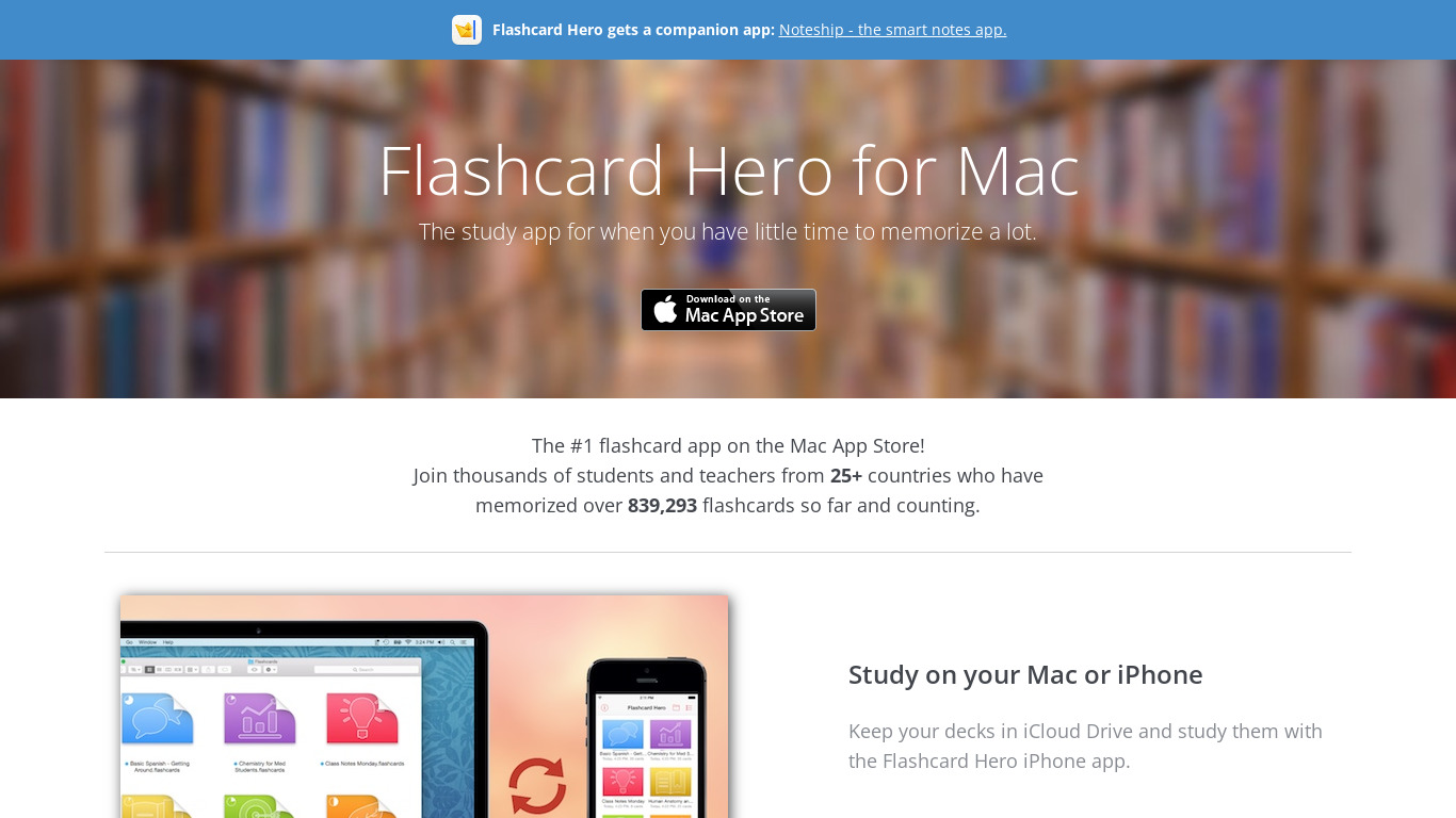 Flashcard Hero Landing page