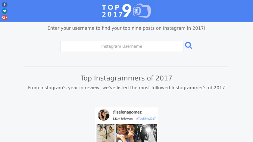 Top Nine 2017 Landing Page