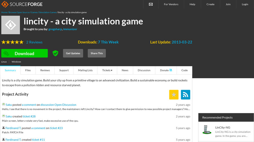 Lincity-NG Landing Page