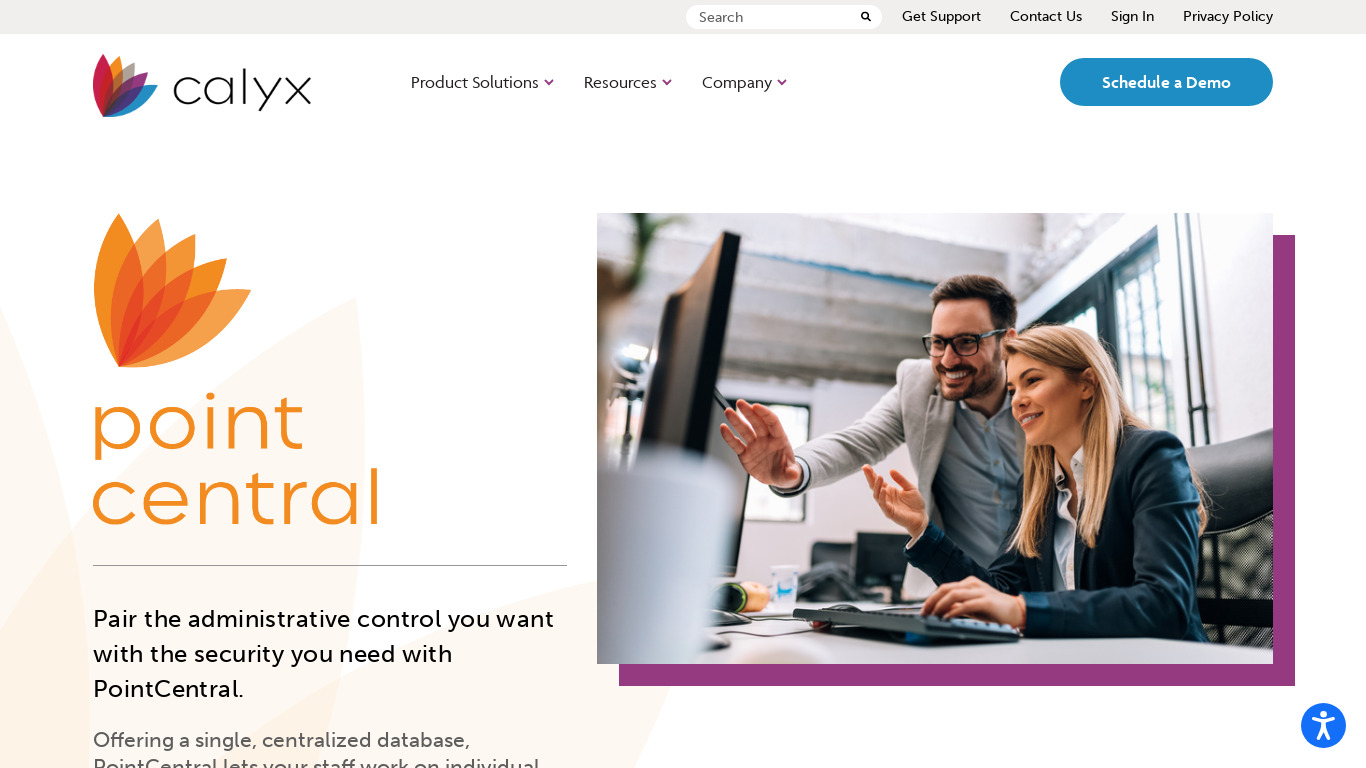 Calyx Point Landing page