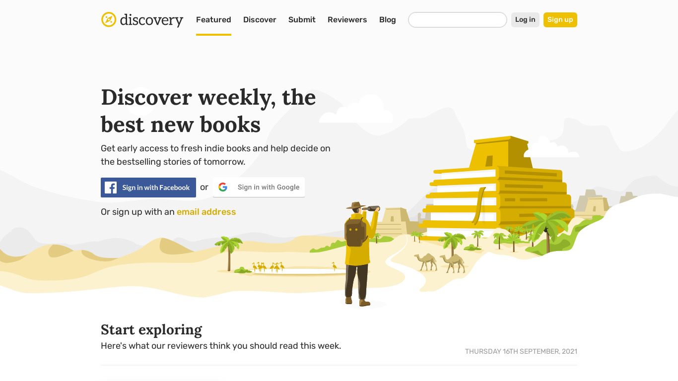 Reedsy Discovery Landing page