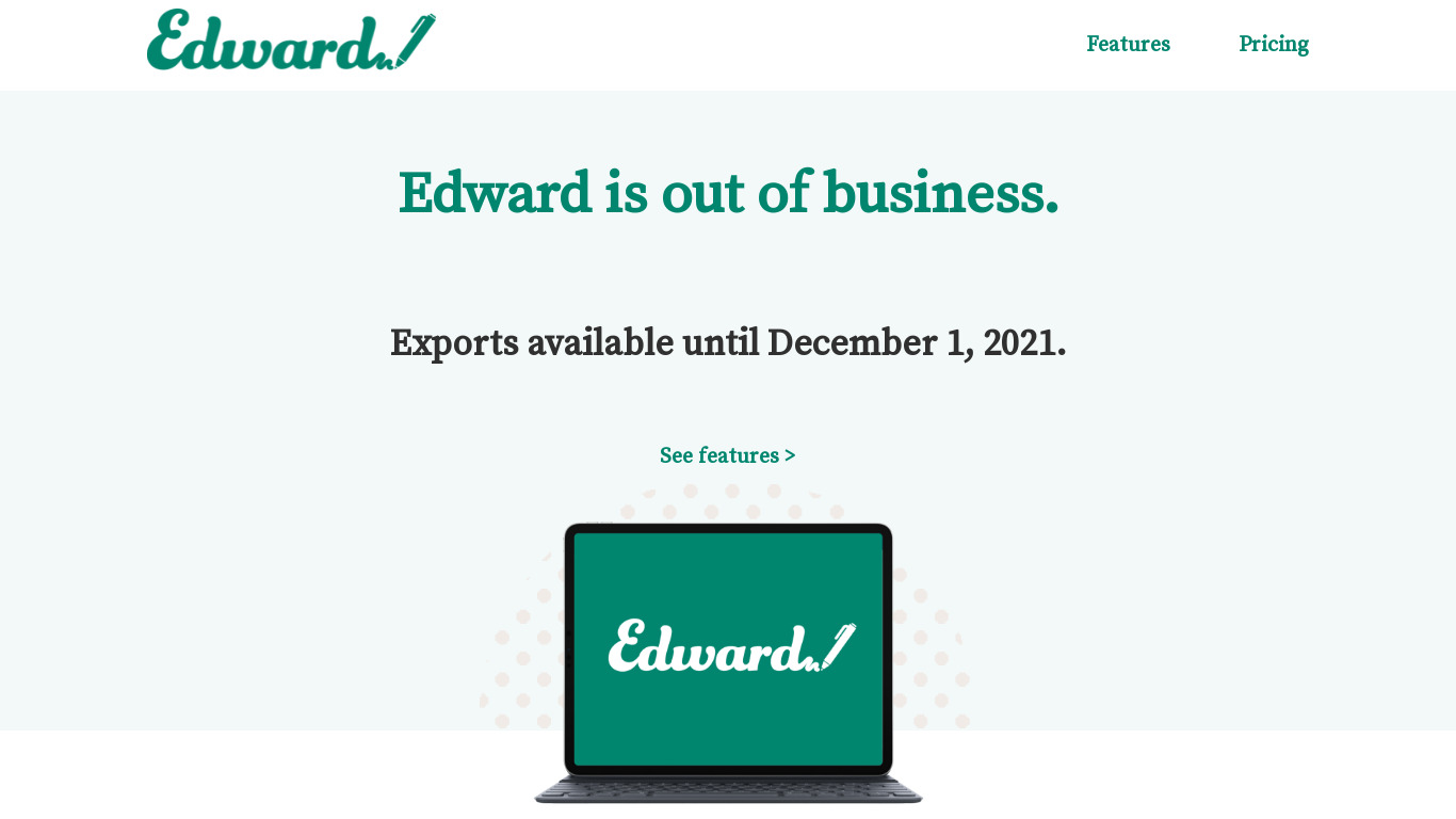 Edward the App Landing page