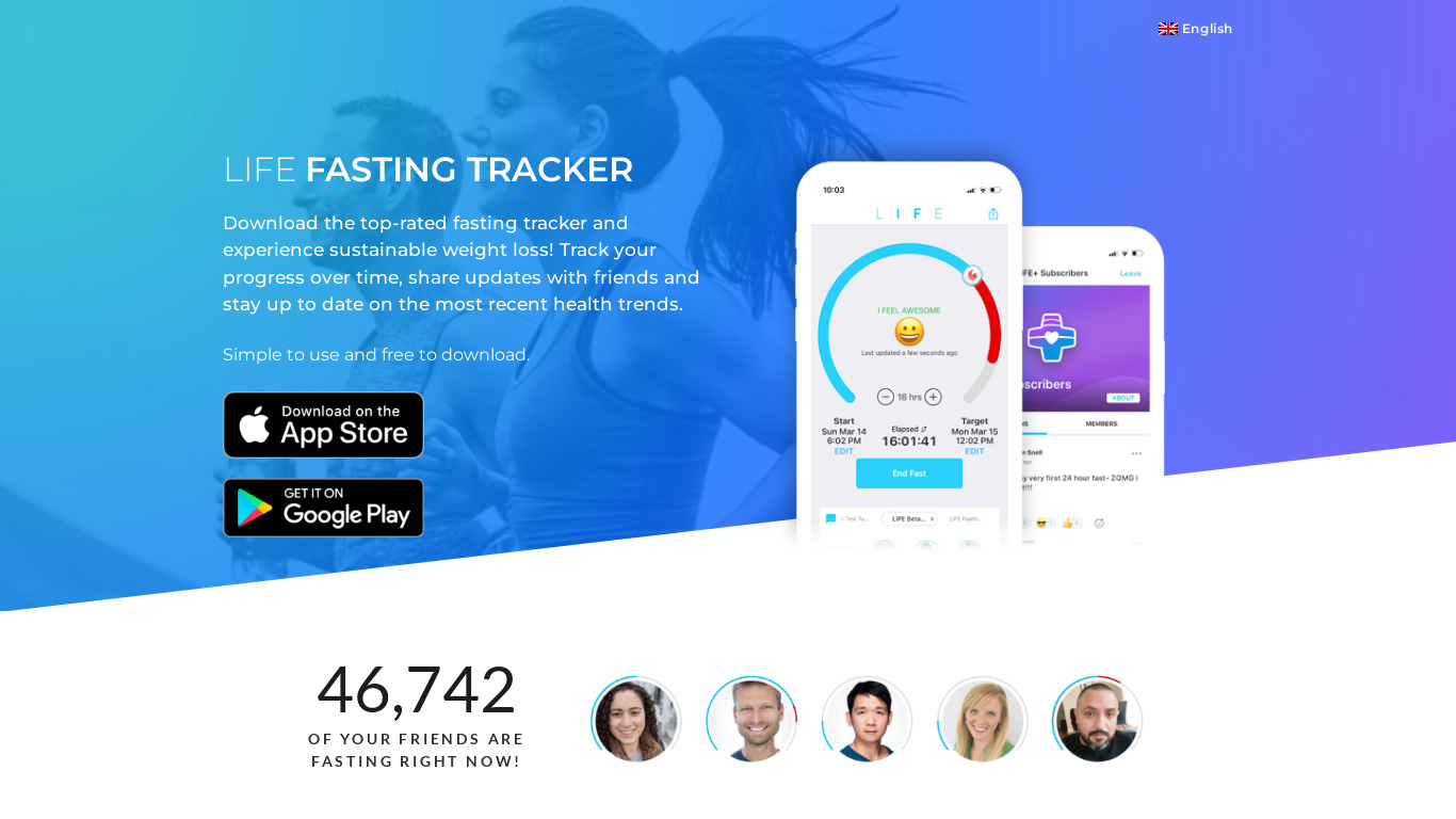 Life Fasting Tracker Landing page