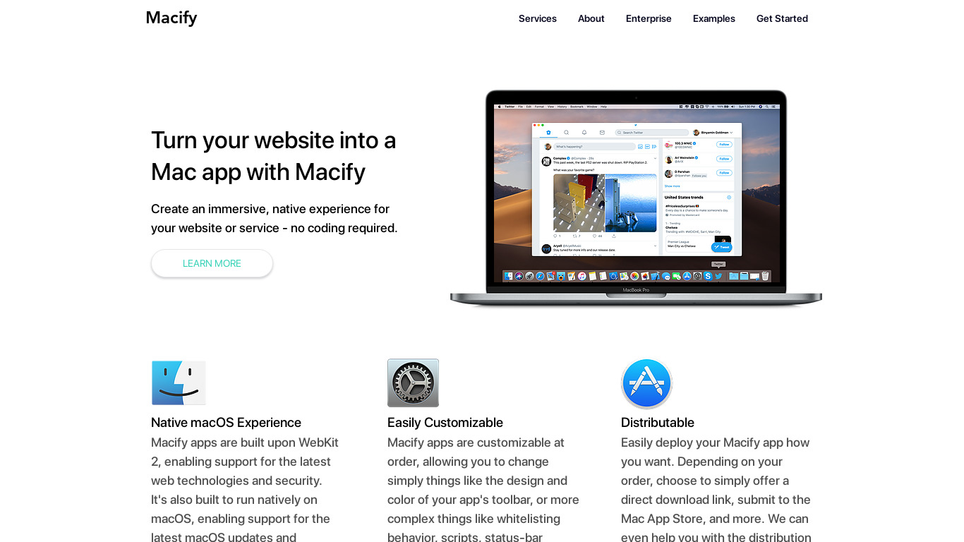 Macify.co Landing page