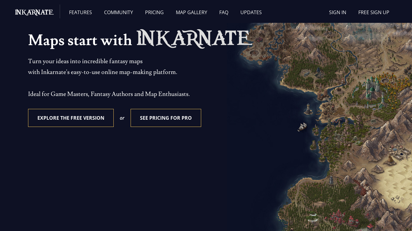 Inkarnate Landing page