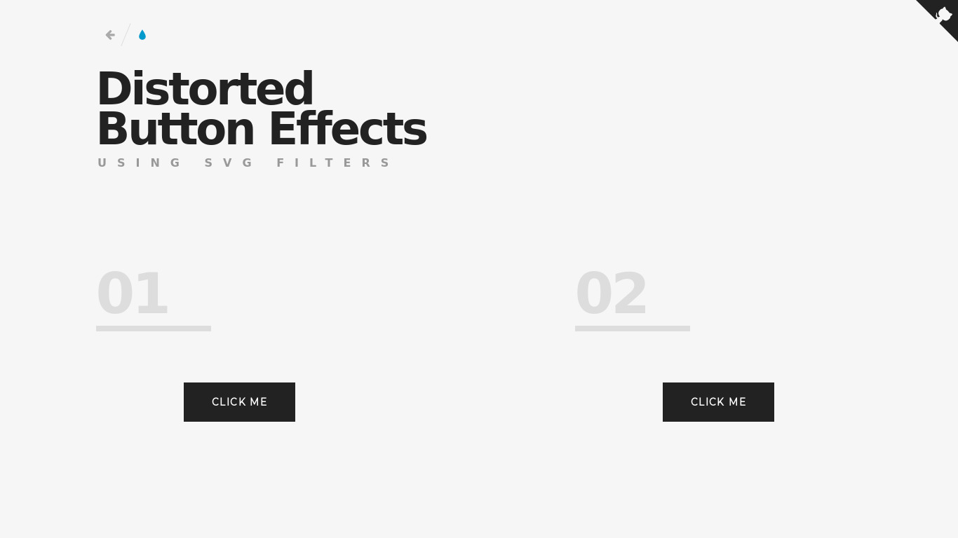 Distorted Button Effects Landing page