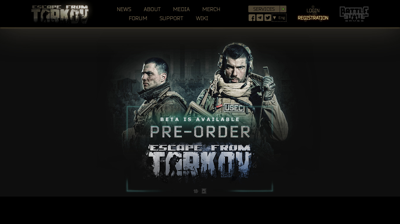 Escape From Tarkov Landing page