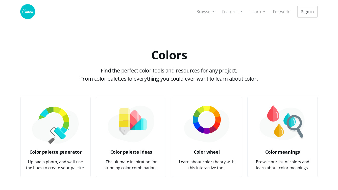 Canva Color Wiki Landing page