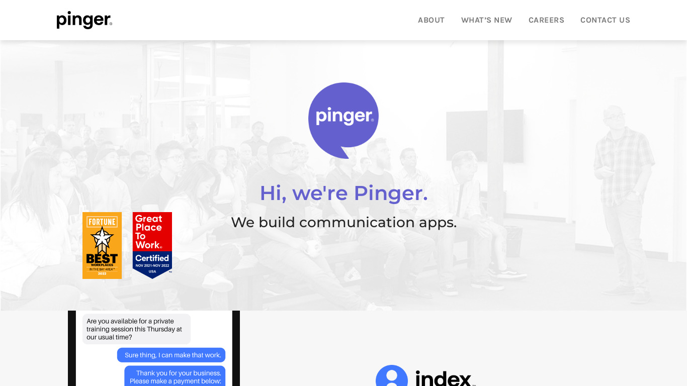 Pinger Landing page