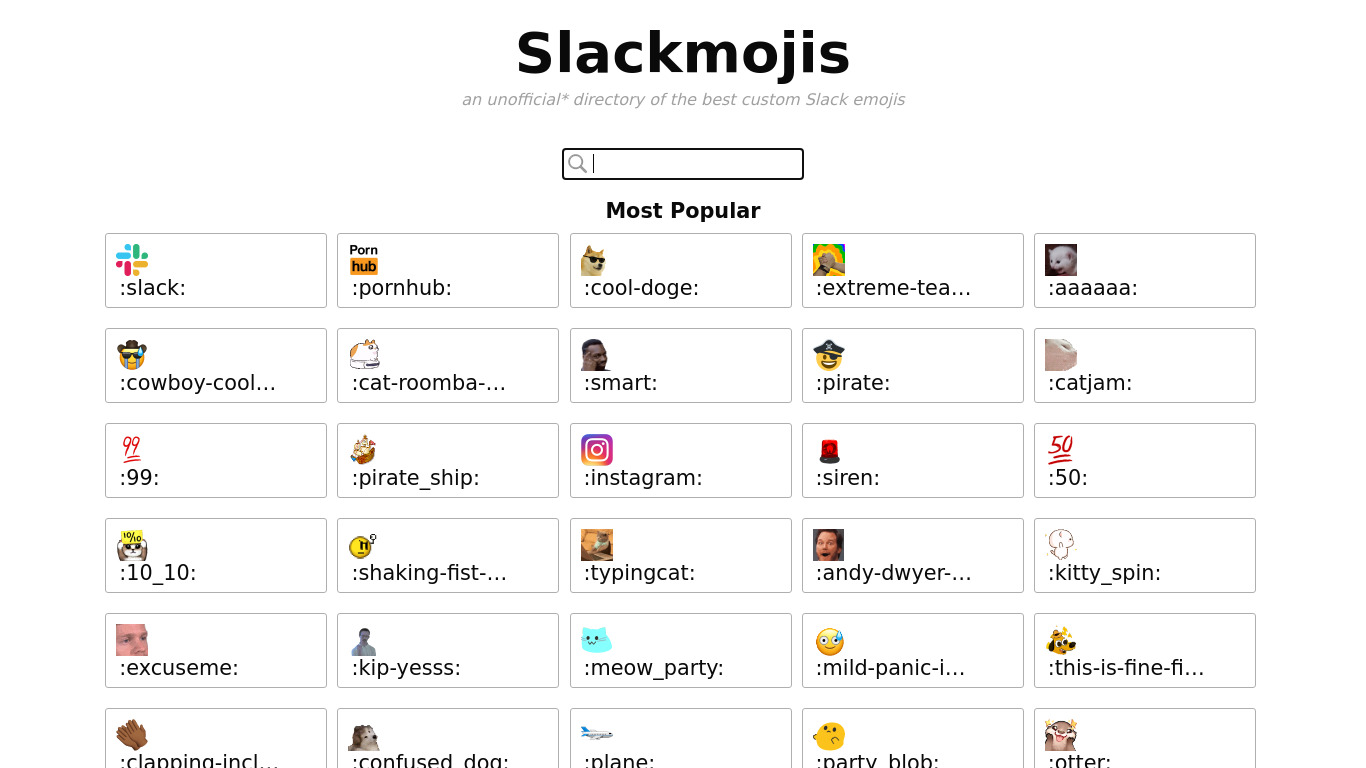 Slackmojis Landing page