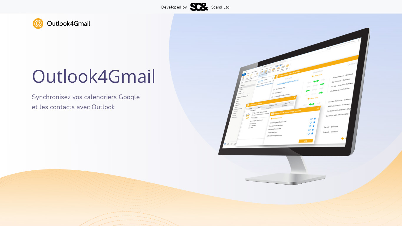 Outlook4Gmail Landing page