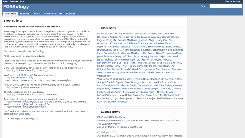 FOSSology Landing Page