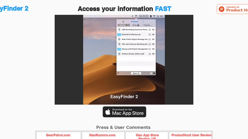 EasyFinder Landing Page