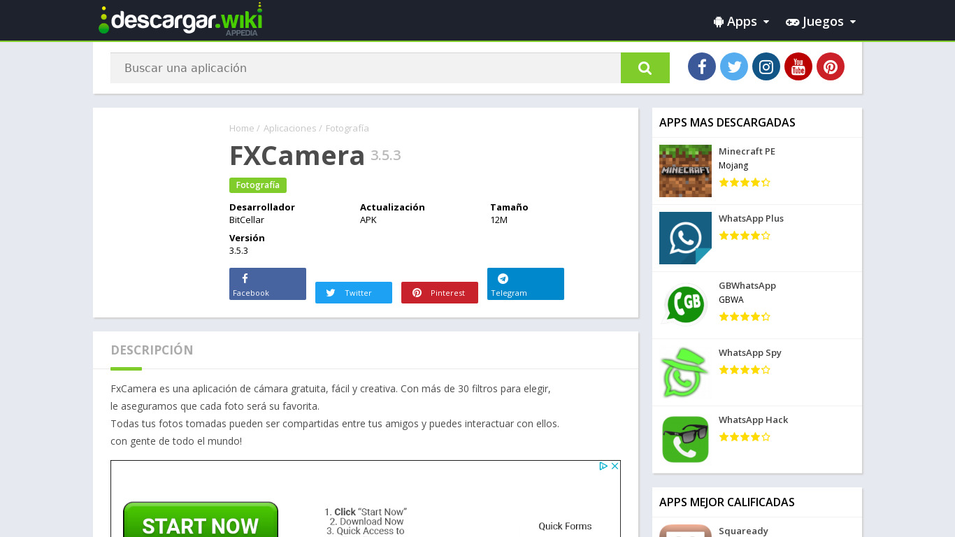 FxCamera Landing page