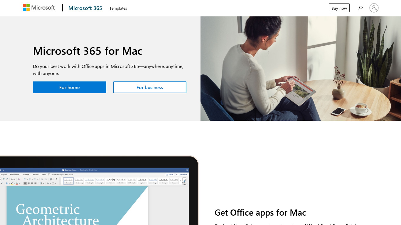 Office for Mac Landing page