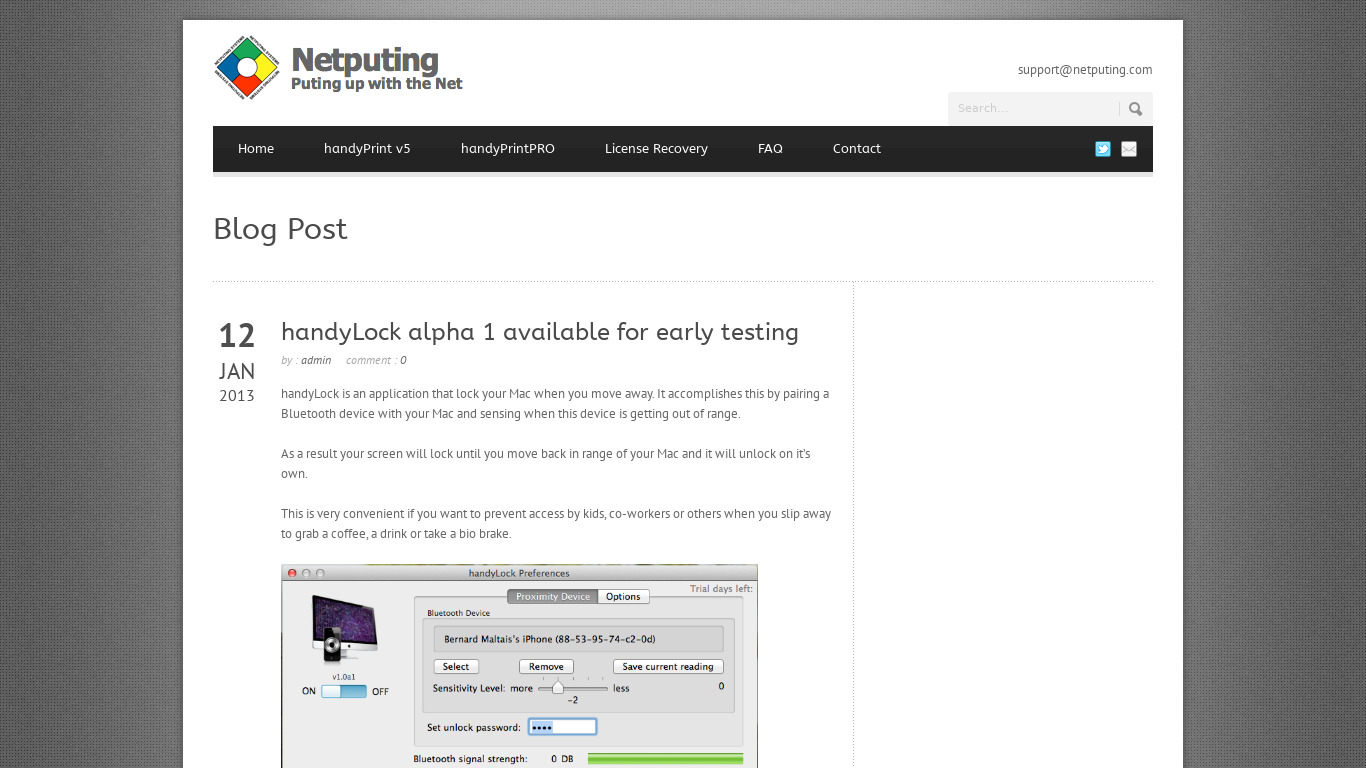 netputing.com Handylock Landing page