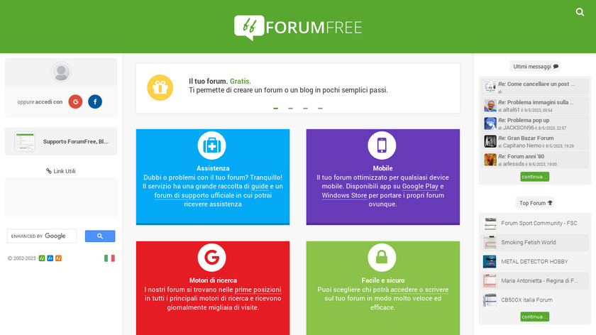 ForumFree Landing Page