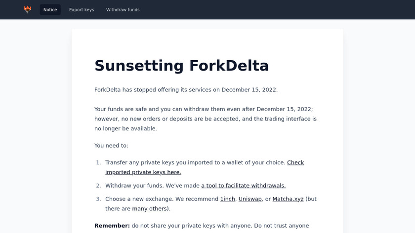 ForkDelta Landing Page