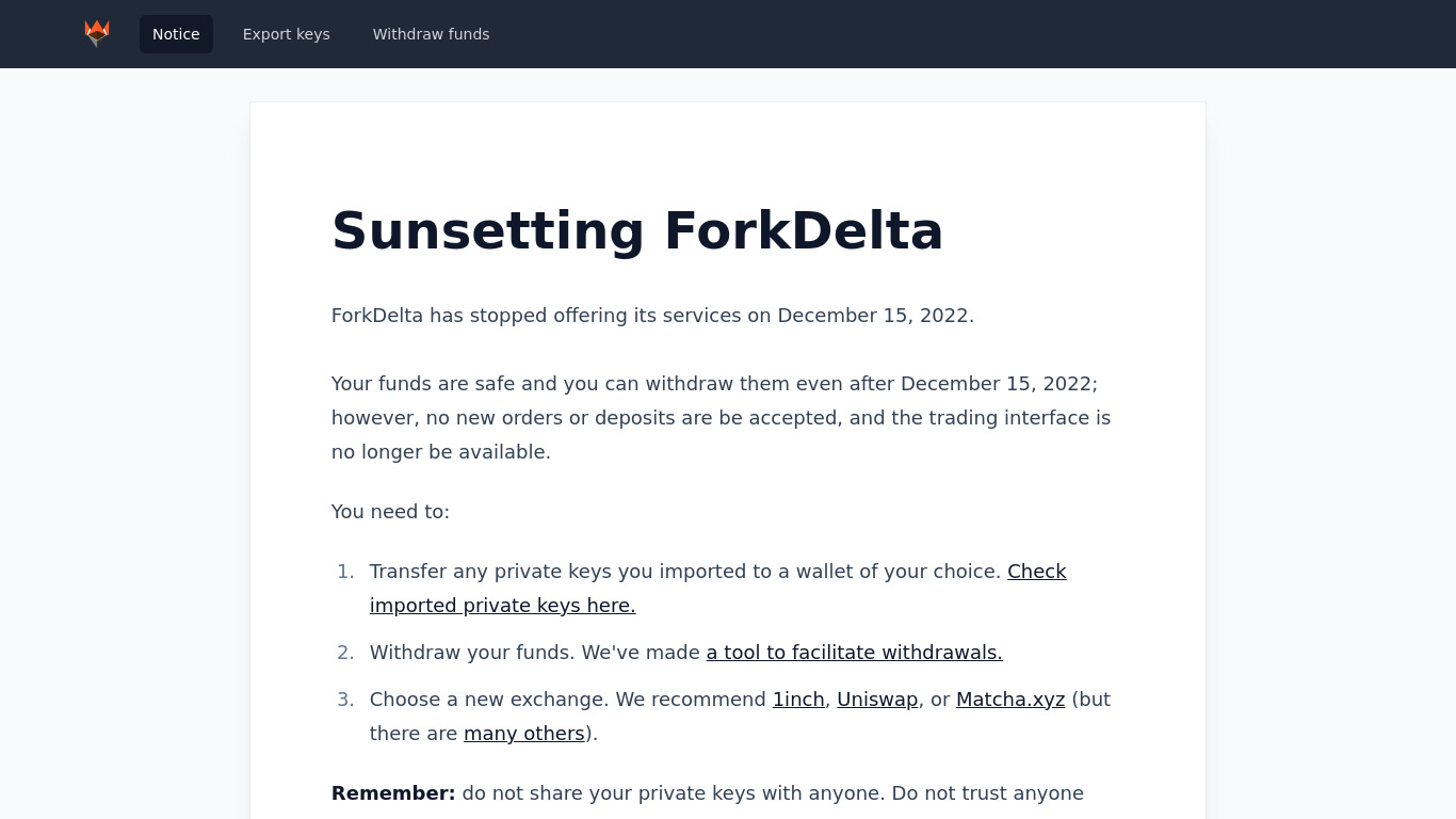 ForkDelta Landing page