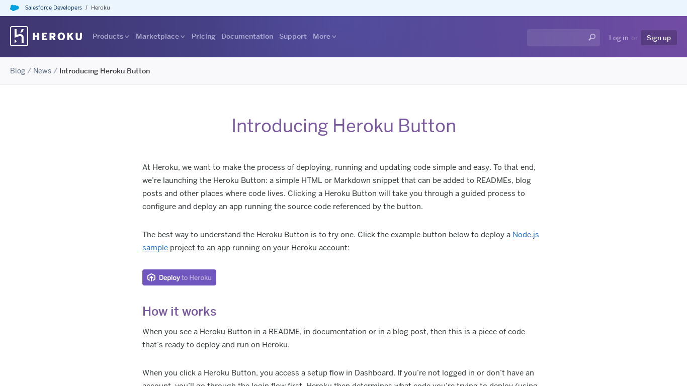 Heroku Button Landing page