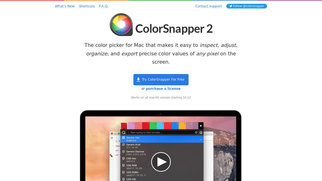 ColorSnapper Landing page