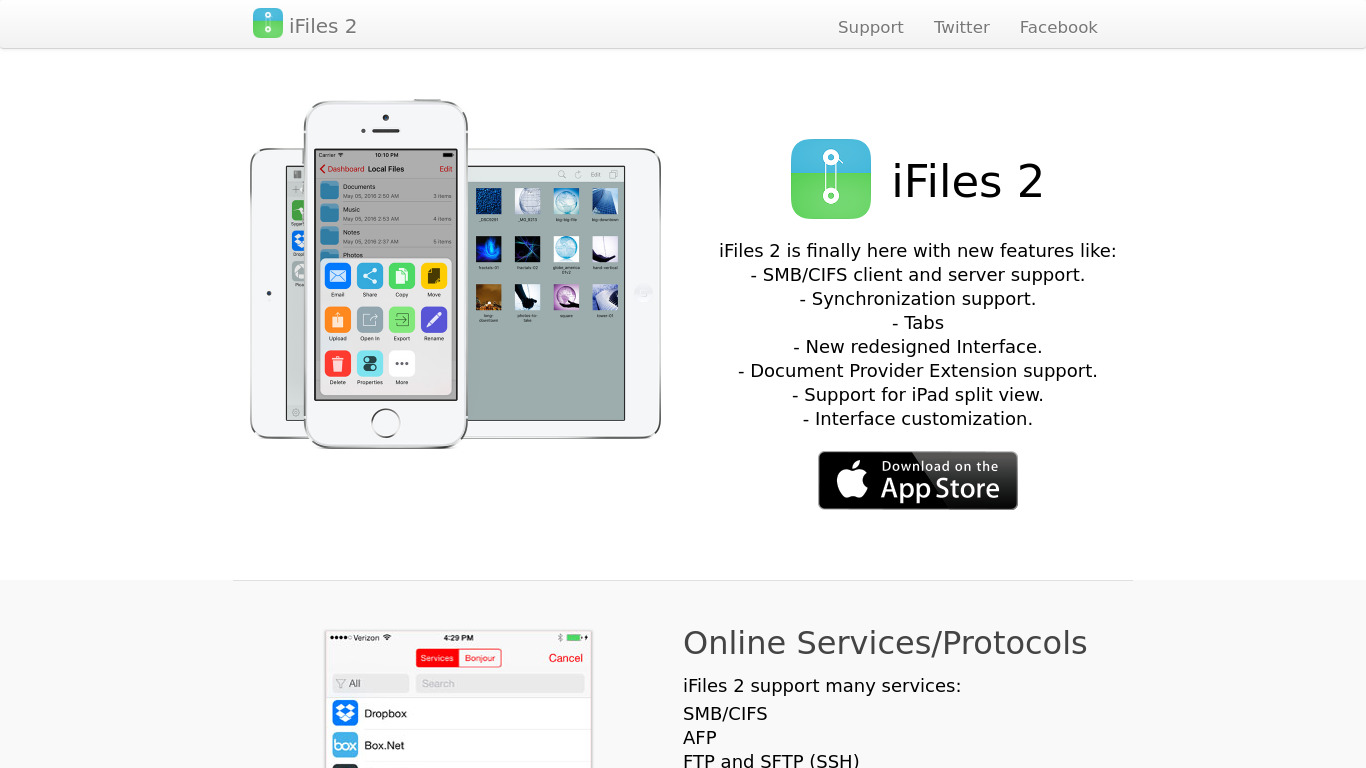 iFiles Landing page