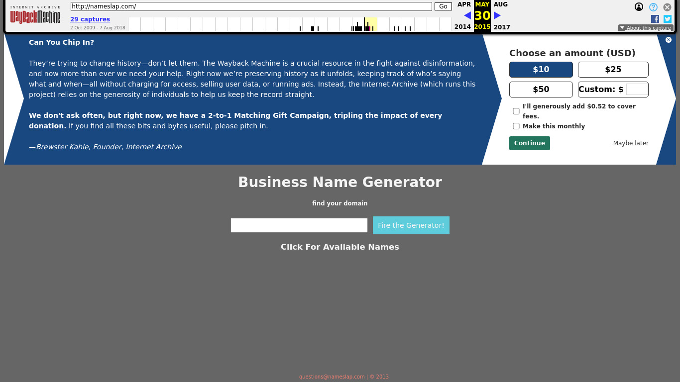 NameSlap.com Landing page