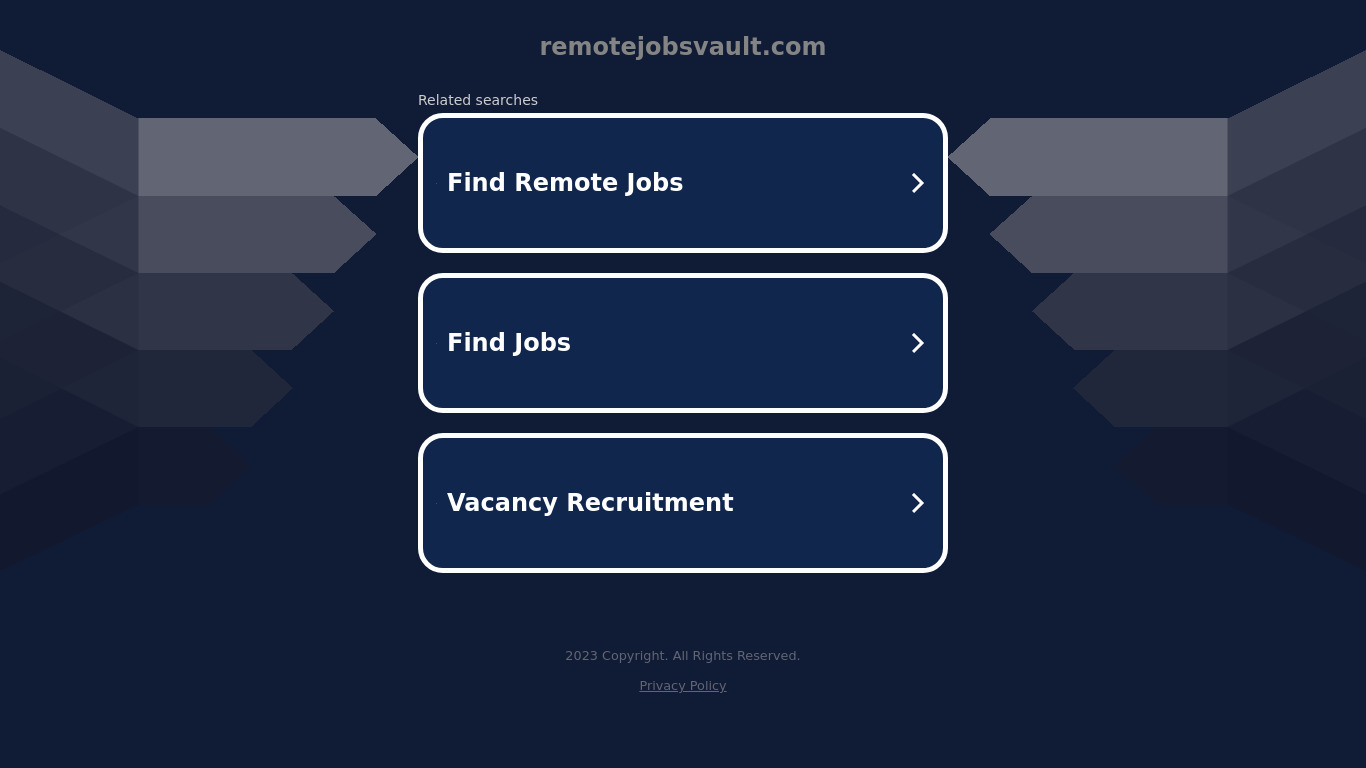 Remote Jobs Vault Landing page