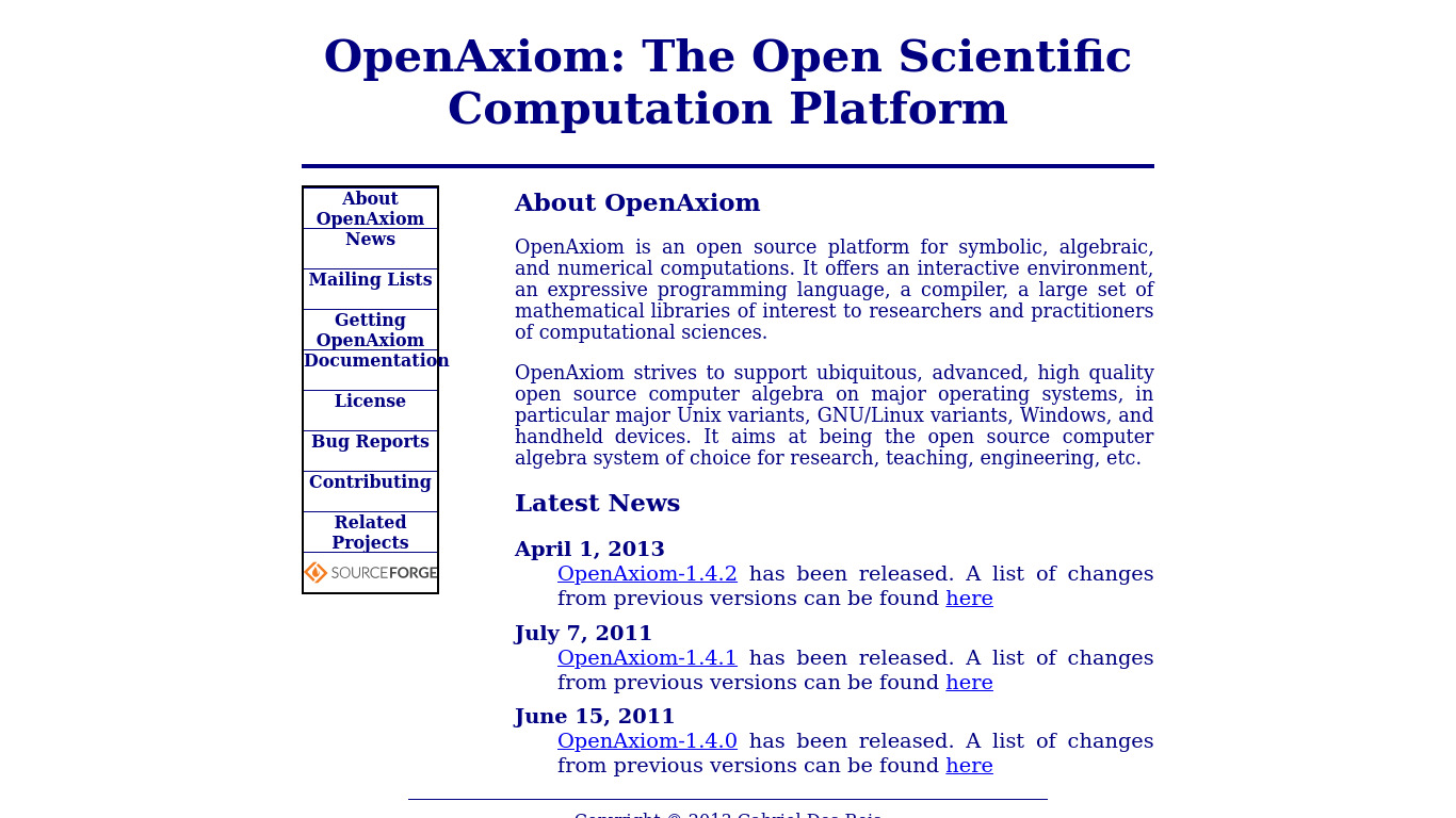 OpenAxiom Landing page