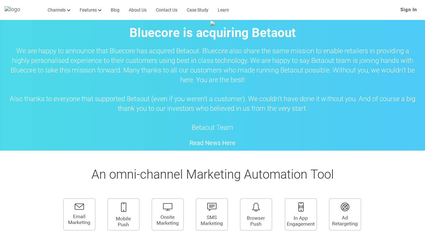 Betaout Landing page