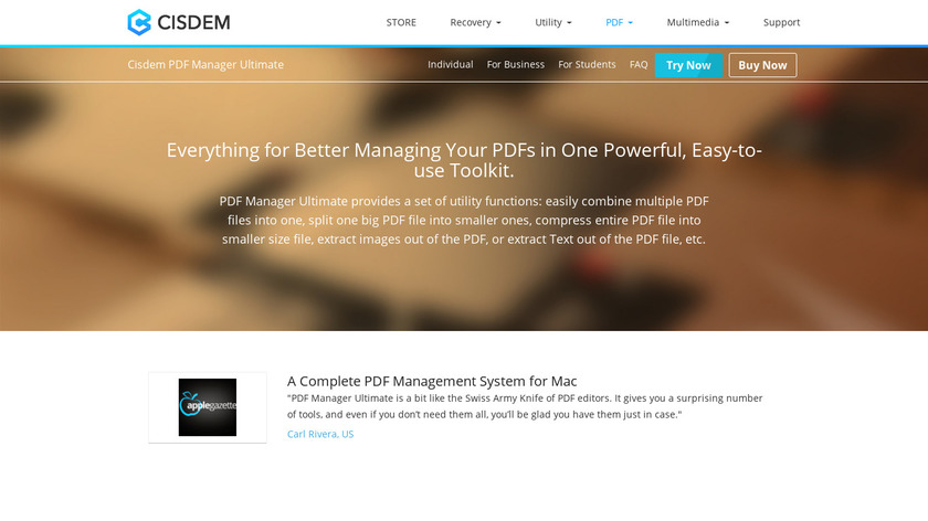 cisdem.com PDFToolkit for Mac Landing Page