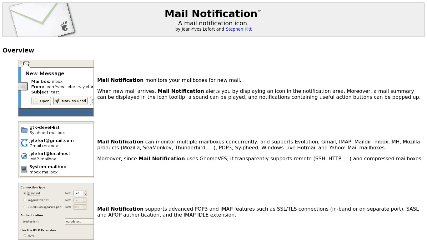 Mail Notification Landing page