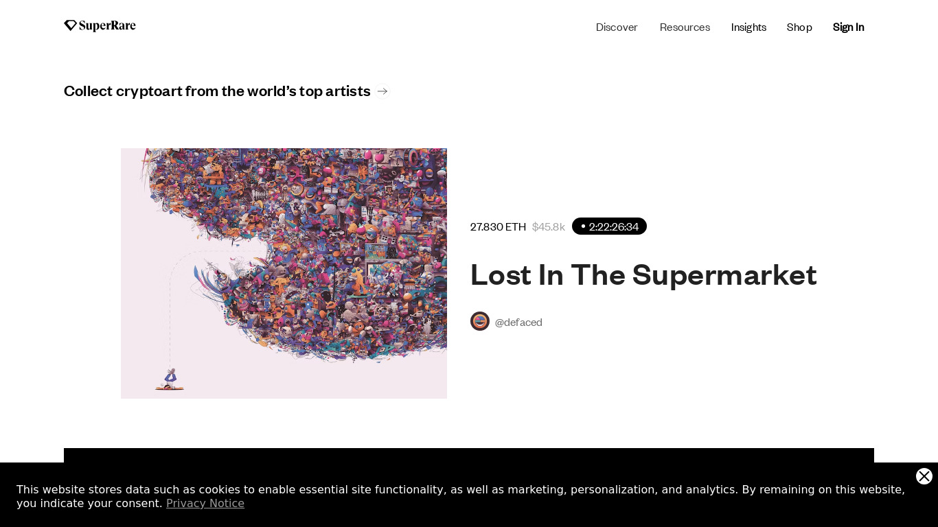 SuperRare Landing page