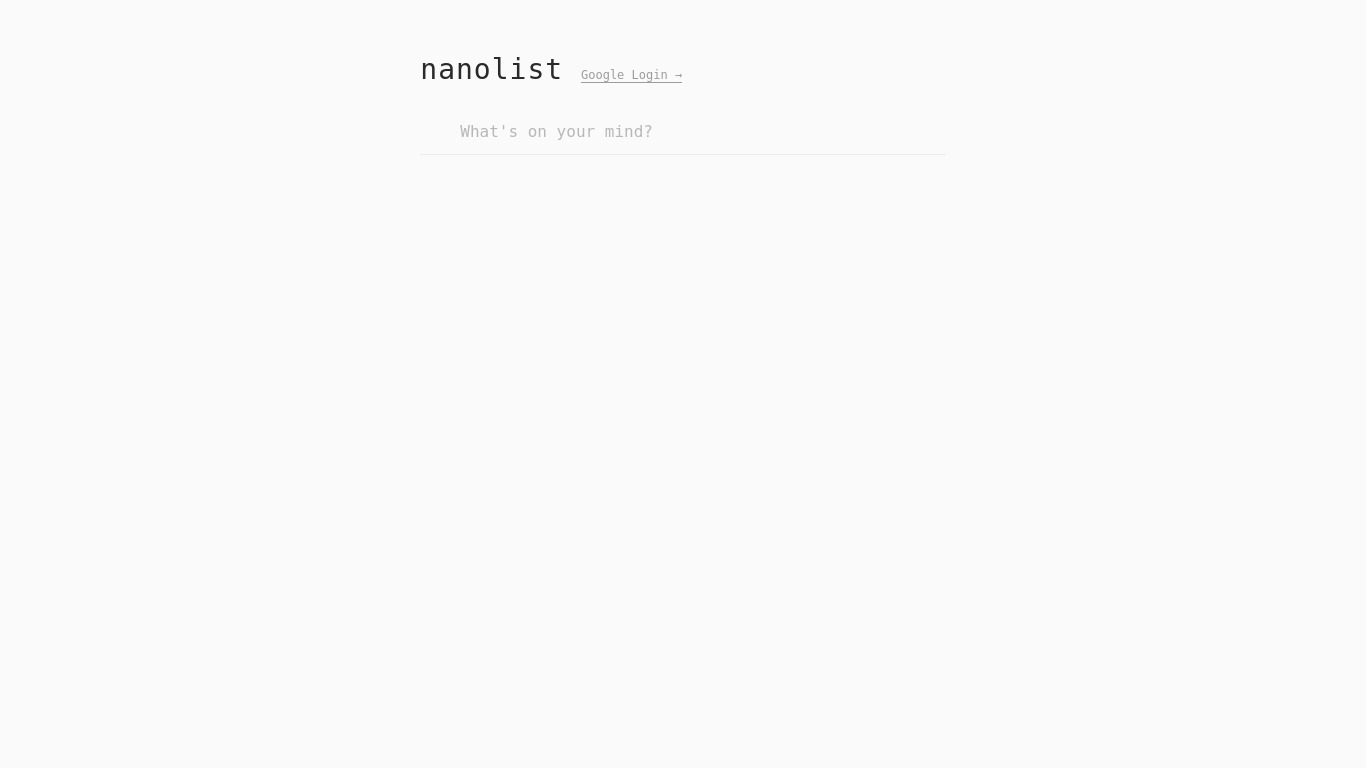 Nanolist Landing page