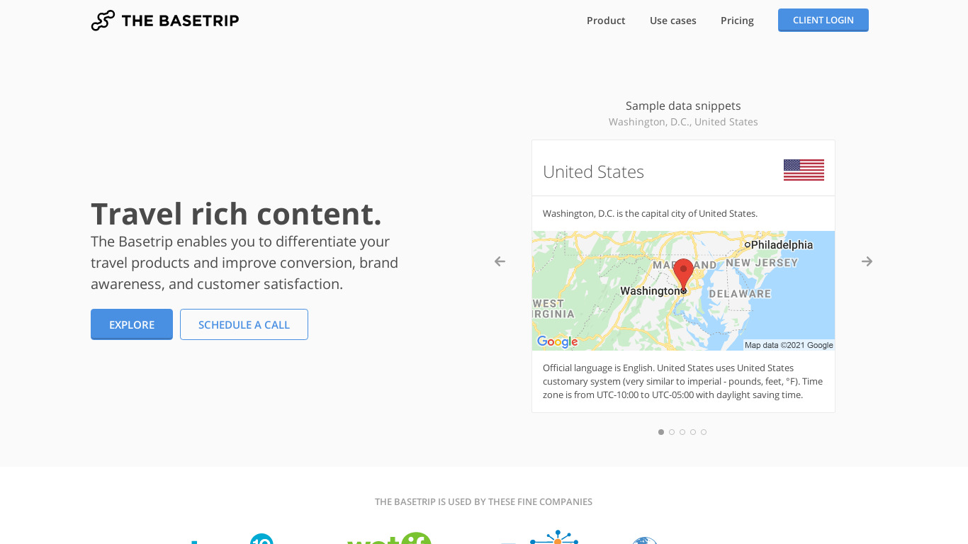 The Basetrip - Cities Landing page