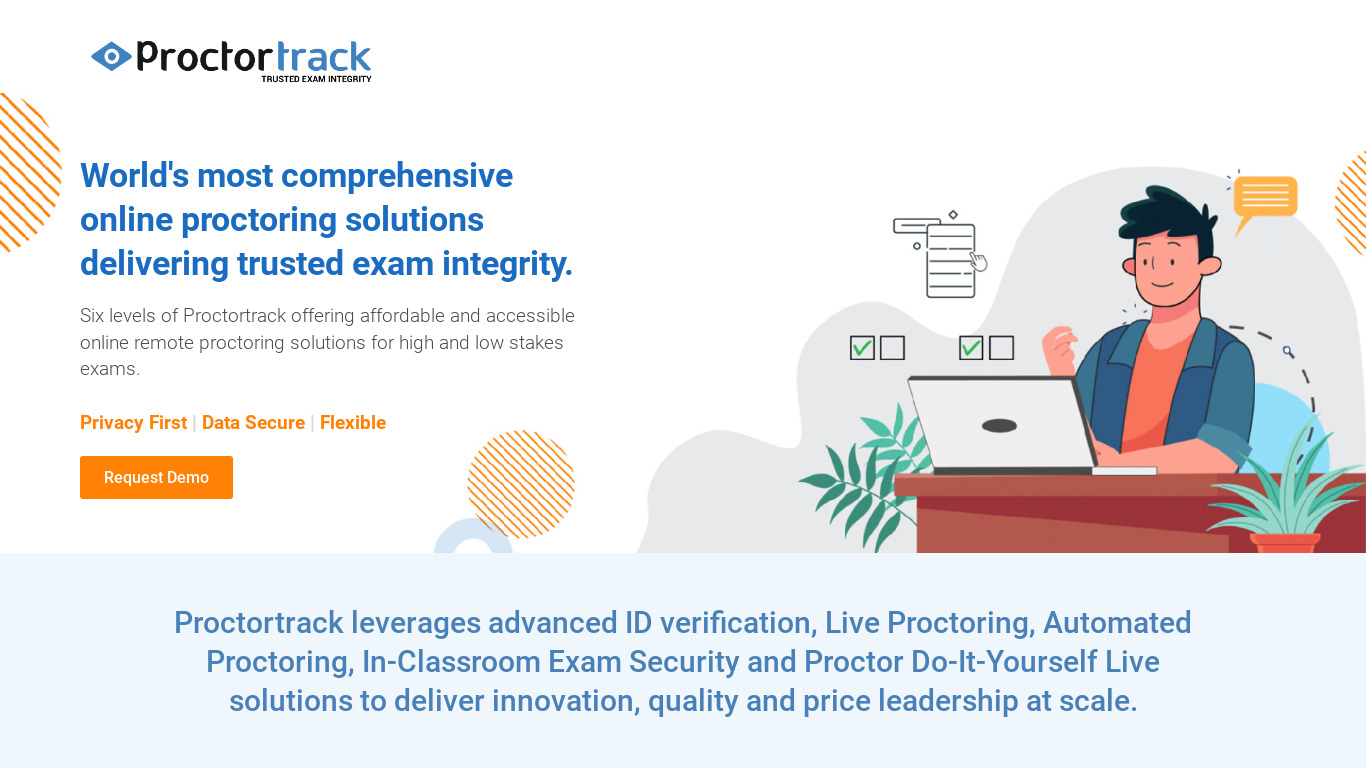 Proctortrack Landing page