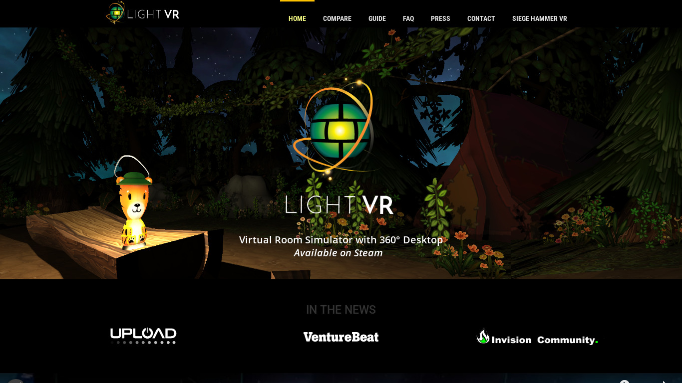 LightVR.co Landing page