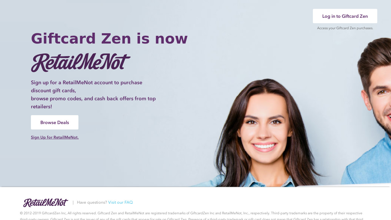 Giftcard Zen Landing page