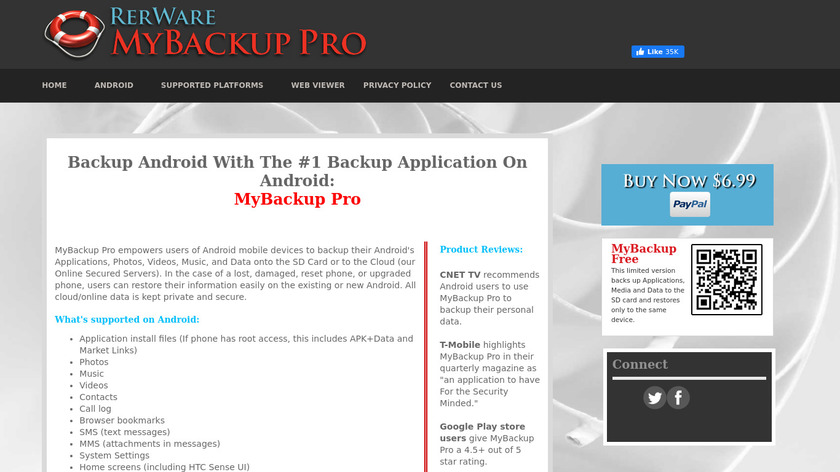 MyBackup Landing Page