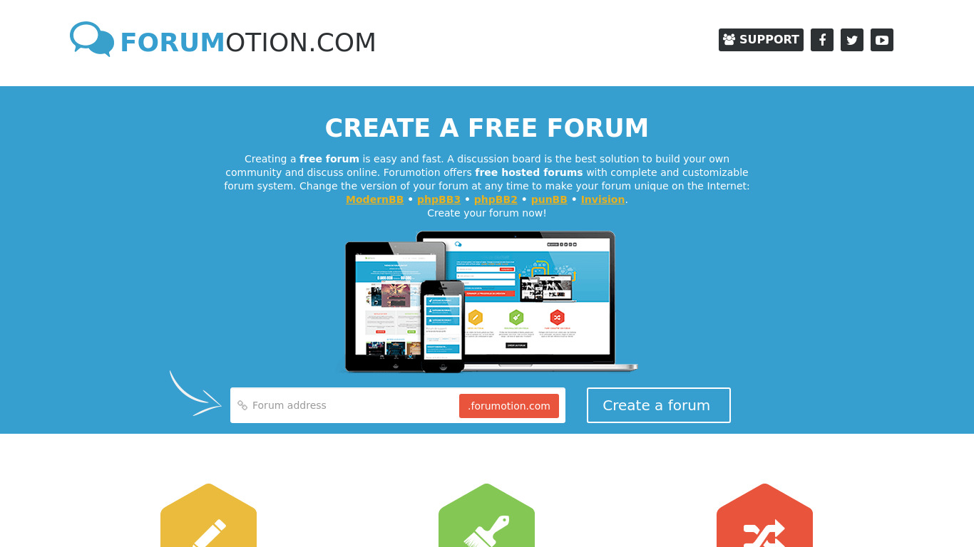 Forumotion.com Landing page
