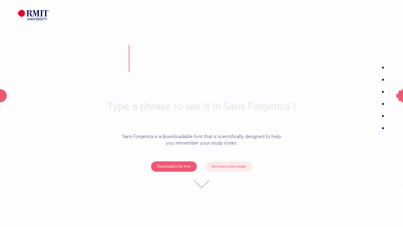 Sans Forgetica Landing page